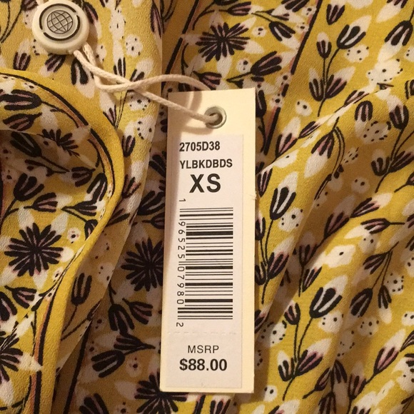 Max Studio Yellow Print Front Tie/Elastic Waist Back Shirt - SZ - XS - NWT - Picture 6 of 6
